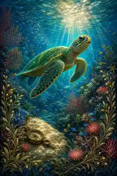 Kai the Green Sea Turtle in the Gaia’s Secret Agents mission world
