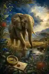 Elephant in a golden savanna habitat